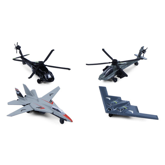 Brave Force Commando Die-Cast Military Aircraft 4-Piece Set – Jets & Helicopters