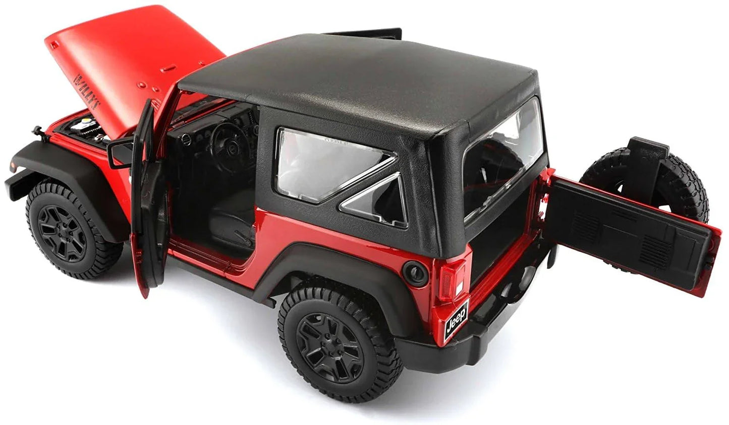 Maisto 1:18 Scale Jeep Wrangler Willys Hard Top 2014 (Red) Off-Road Vehicle Model: - Jaiman Toys