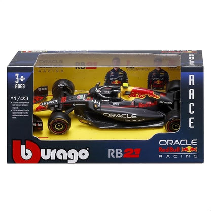 Bburago Oracle Red Bull Racing RB21 1:43 Scale Die-Cast Formula 1 Model Car | Premium Black F1 Racing Car with Authentic Team Livery & Display Box