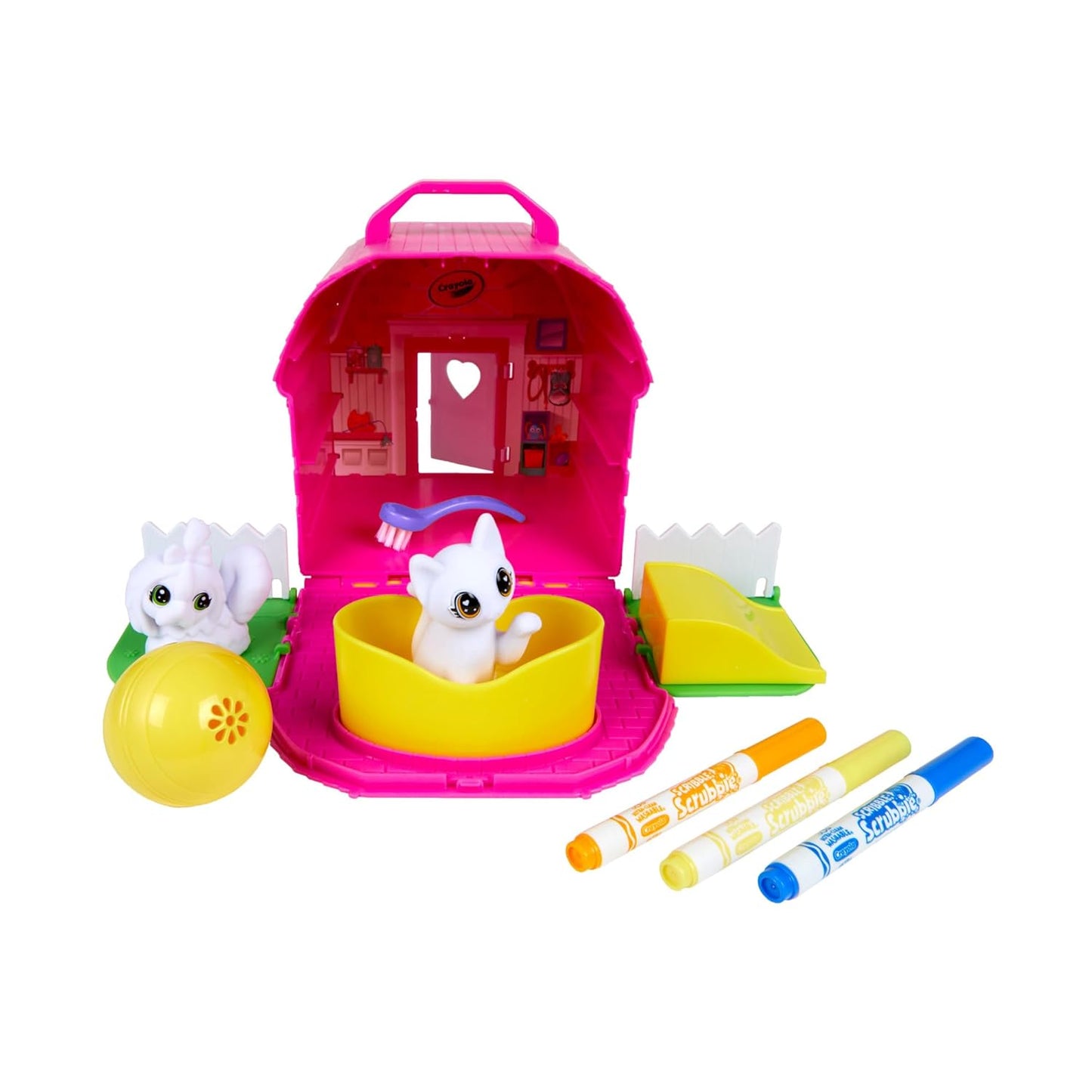 Luxor Crayola Scribble Scrubbie Pets Backyard Bungalow Playset | Color & Clean Washable Pet Activity Set