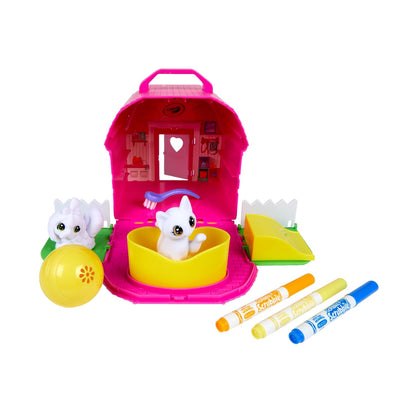 Luxor Crayola Scribble Scrubbie Pets Backyard Bungalow Playset | Color & Clean Washable Pet Activity Set