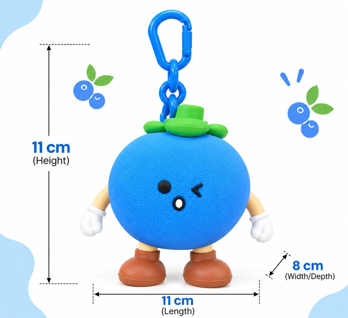 Cute Blueberry Silicone Mini Pouch Keychain | 3D Fruit Bag Charm with Zipper Storage for Coins, Earbuds, Keys & Small Accessories