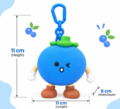 Cute Blueberry Silicone Mini Pouch Keychain | 3D Fruit Bag Charm with Zipper Storage for Coins, Earbuds, Keys & Small Accessories