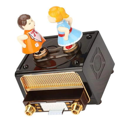 Vintage Retro Music Box Lover Couple Kiss Music Box Valentine's Gift