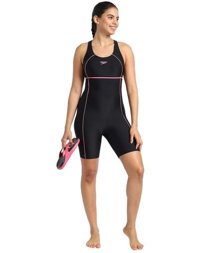 Speedo Women's Endurance Classic Racerback Legsuit Swimwear – Black & Fandango Pink | Training & Performance Swimsuit - Jaiman Toys