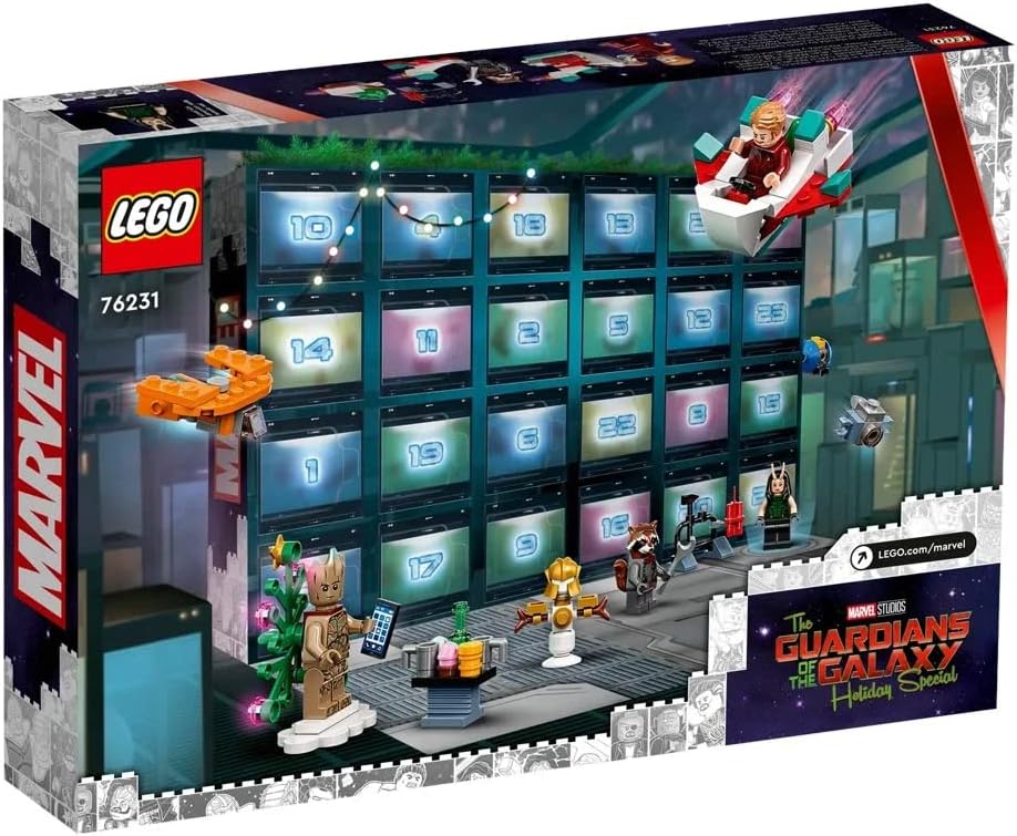 LEGO Marvel Guardians of the Galaxy Advent Calendar 76231 | Christmas Countdown Building Set with 24 Daily Surprises, 6 Minifigures Including Groot, 268 Pieces | Gift for Kids Ages 6+