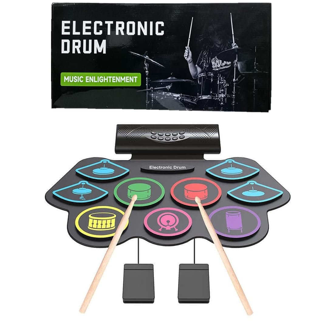 Bretoi Electronic Drum pad Electric 7 Drum Kit Set (Student, Professional, Kids) | Built in Dual Speakers | Beginner Pro | Perfect Gift for Child and Adult