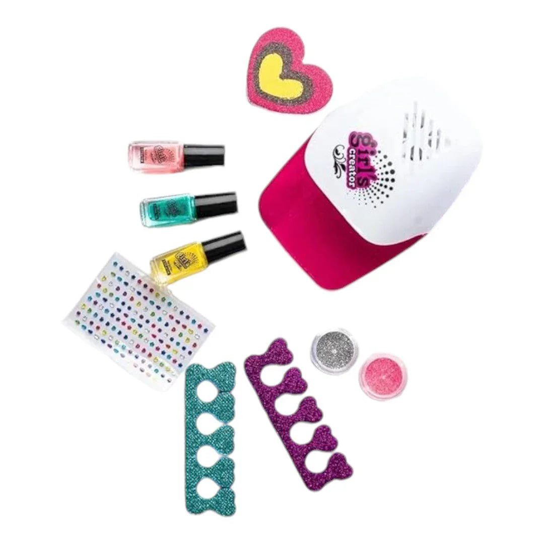 Girl's Creator Nail Paint Arts Kit - Nail Glam Salon with Nail Dryer (Ages 5+) - Jaiman Toys