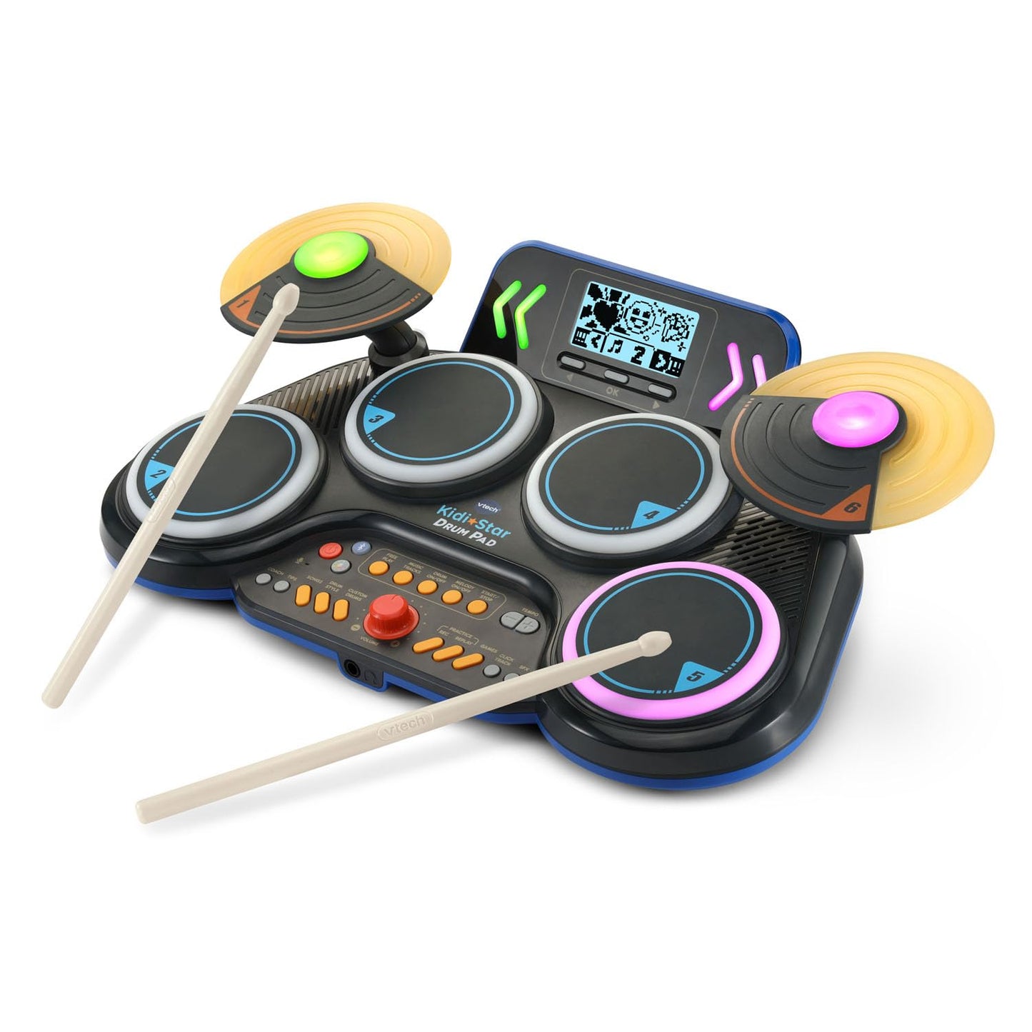 VTech KidiStar Drum Pad | Interactive Electronic Drum Kit with Drumsticks, Music, Learning Games & LCD Display | Ages 5+