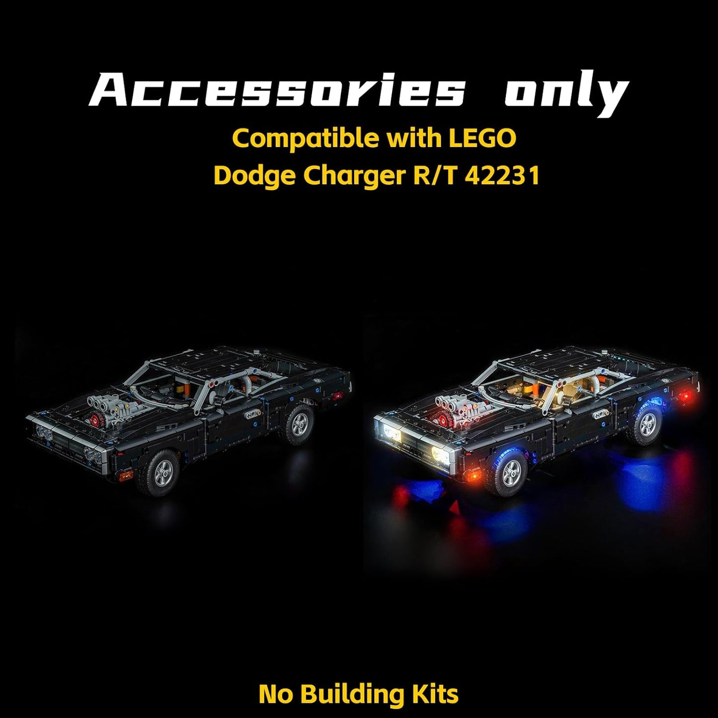 BrickBling LED Light Kit Compatible with Lego Technic Fast and Furious Dodge Charger R/T Car 42231
