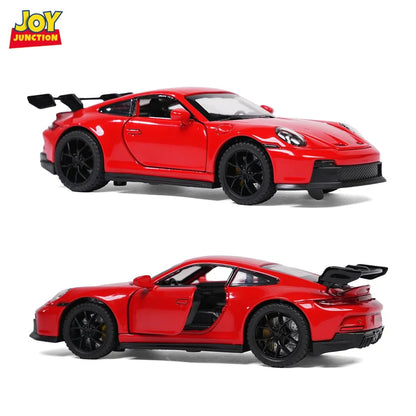 JOY JUNCTION Porsche 1:32 Scale Alloy Metal Pullback Die-Cast Car – Red Model with Lights, Music & Openable Doors - Jaiman Toys