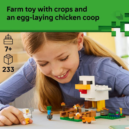 LEGO - 21585 Minecraft Chicken Farm - Building Toy w/a Chicken Fan Minifigure, Baby Zombie & Fox Mob Figures - Gamer Gift for 7+ Year Old Boys & Girls
