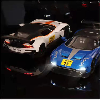 HTS 1:18 Alloy Metal Pull Back Die-Cast Car – Openable Doors, Sound & Light Effects, Realistic Smoke Spray