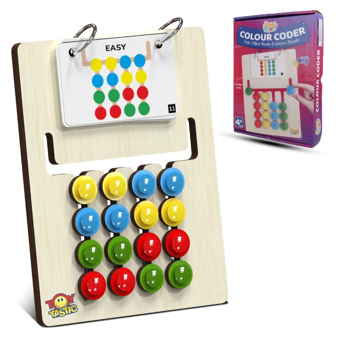 Wooden Montessori Slide Puzzle for Kids | Color Matching Logic Game | Educational Brain Teaser Toy for Ages 3–8