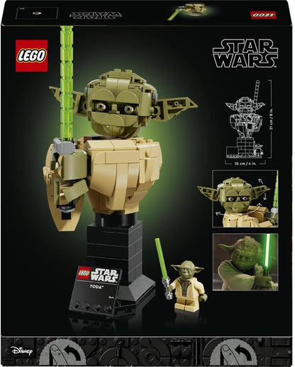 LEGO 75438 Star Wars Yoda Bust - Display Model Kit for Adults w/Green Lightsaber & Collectible Jedi Master Minifigure | 399 Pieces