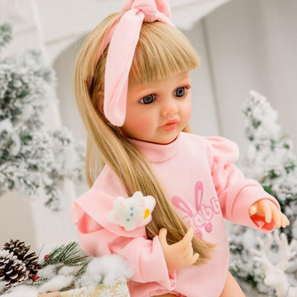 Lifelike Reborn Baby Girl Doll – Toddler with Realistic Sound & Brown Hair
