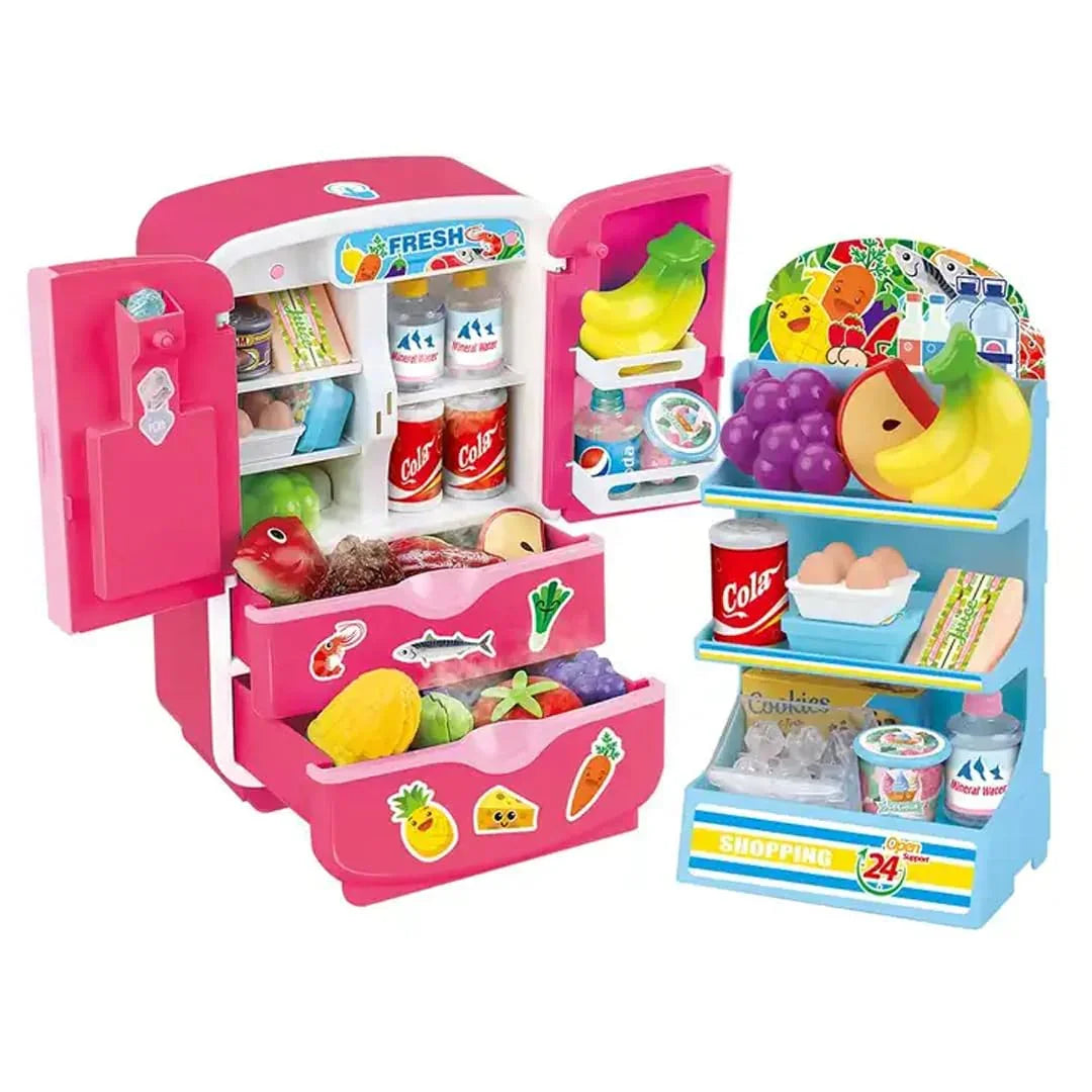 Kids Double Door Role Play Fridge Simulation Toy, Sensitive Magic Refridgerator Educational Home Appliance for Kids Aged 3+ - Jaiman Toys