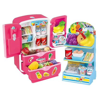 Kids Double Door Role Play Fridge Simulation Toy, Sensitive Magic Refridgerator Educational Home Appliance for Kids Aged 3+ - Jaiman Toys