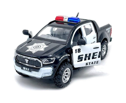 Centy Emergency Squad Sheriff Pull Back Police Pickup Truck Toy Car for Kids | Die-Cast Style Vehicle | Pull Back Action | Black & White | 3+ Years