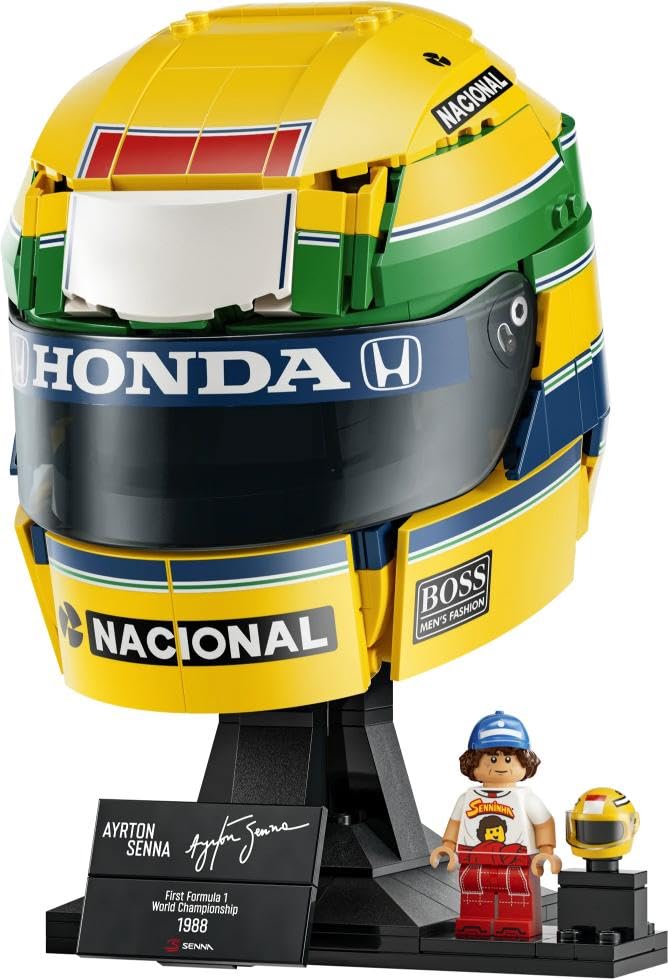LEGO® Editions Ayrton Senna Helmet 43024 – F1® Racing Helmet Model Building Set | 931-Piece Collectible Display Model