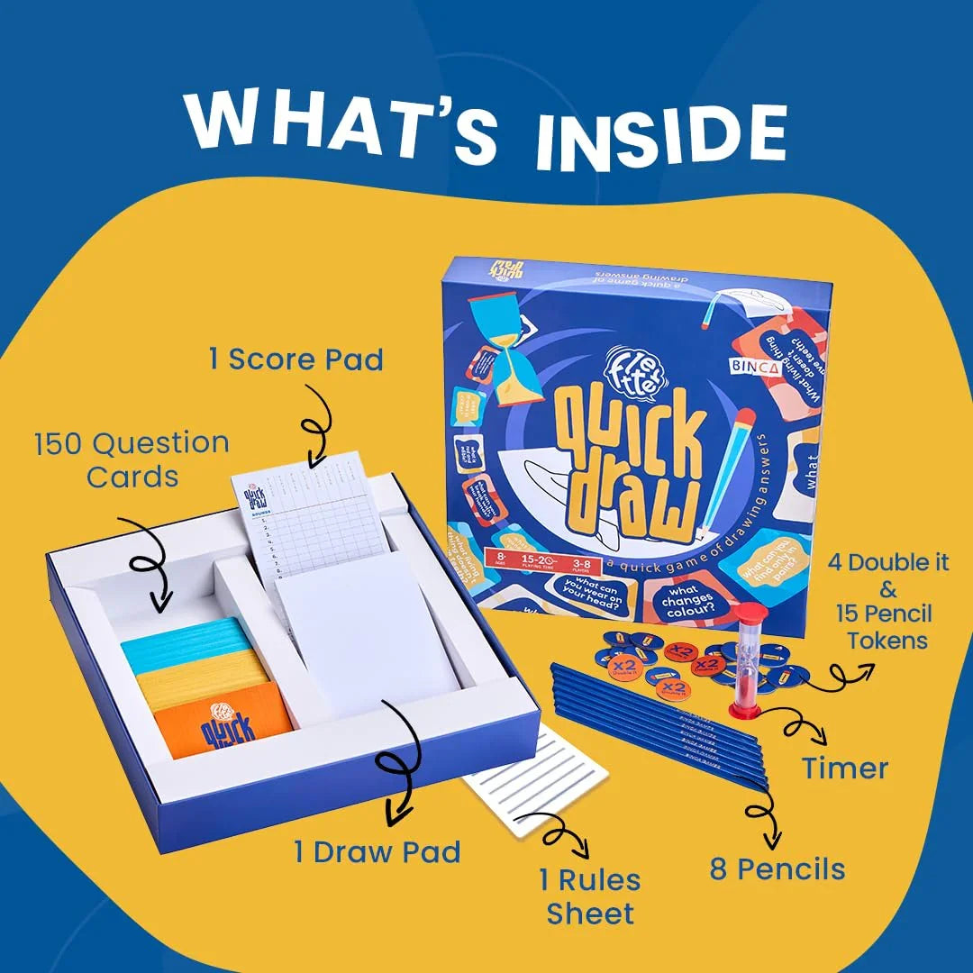 Binca Fletter Quick Draw – Family Drawing Game Like Pictionary, Fun for Game Nights & Parties (Ages 8+) - Jaiman Toys