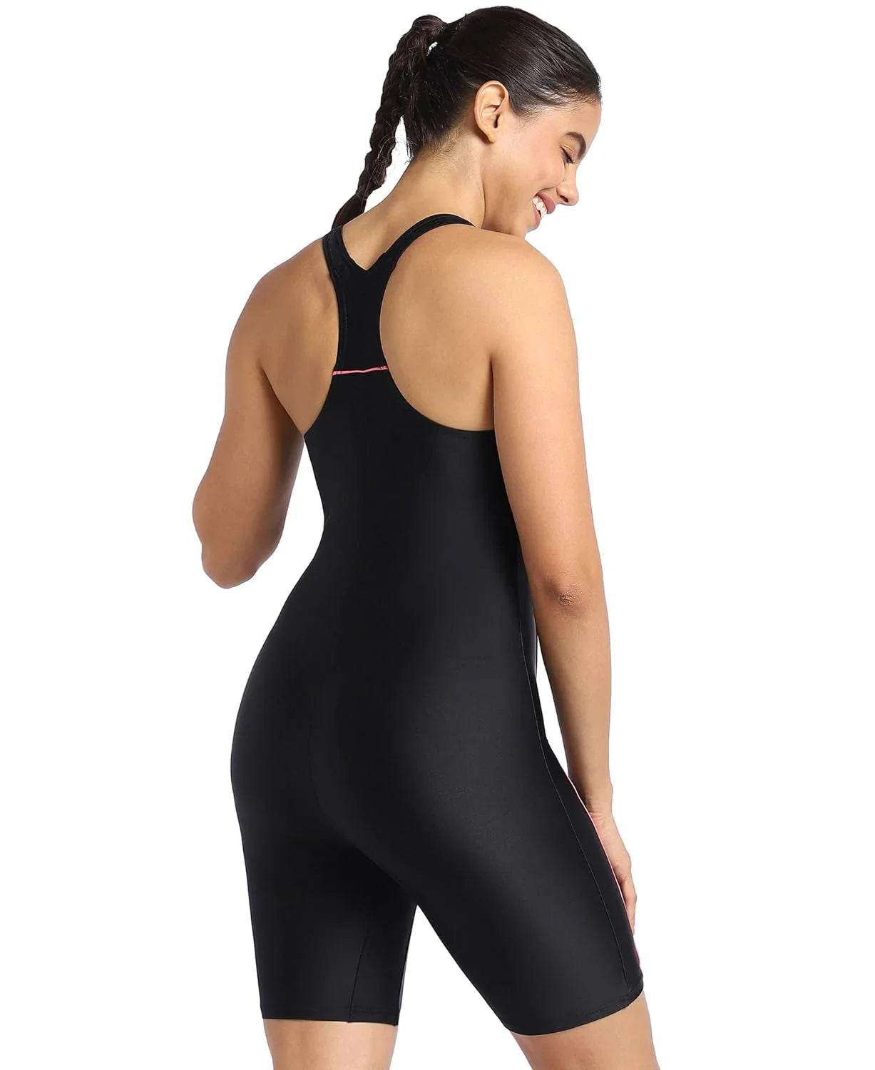 Speedo Women's Endurance Classic Racerback Legsuit Swimwear – Black & Fandango Pink | Training & Performance Swimsuit - Jaiman Toys