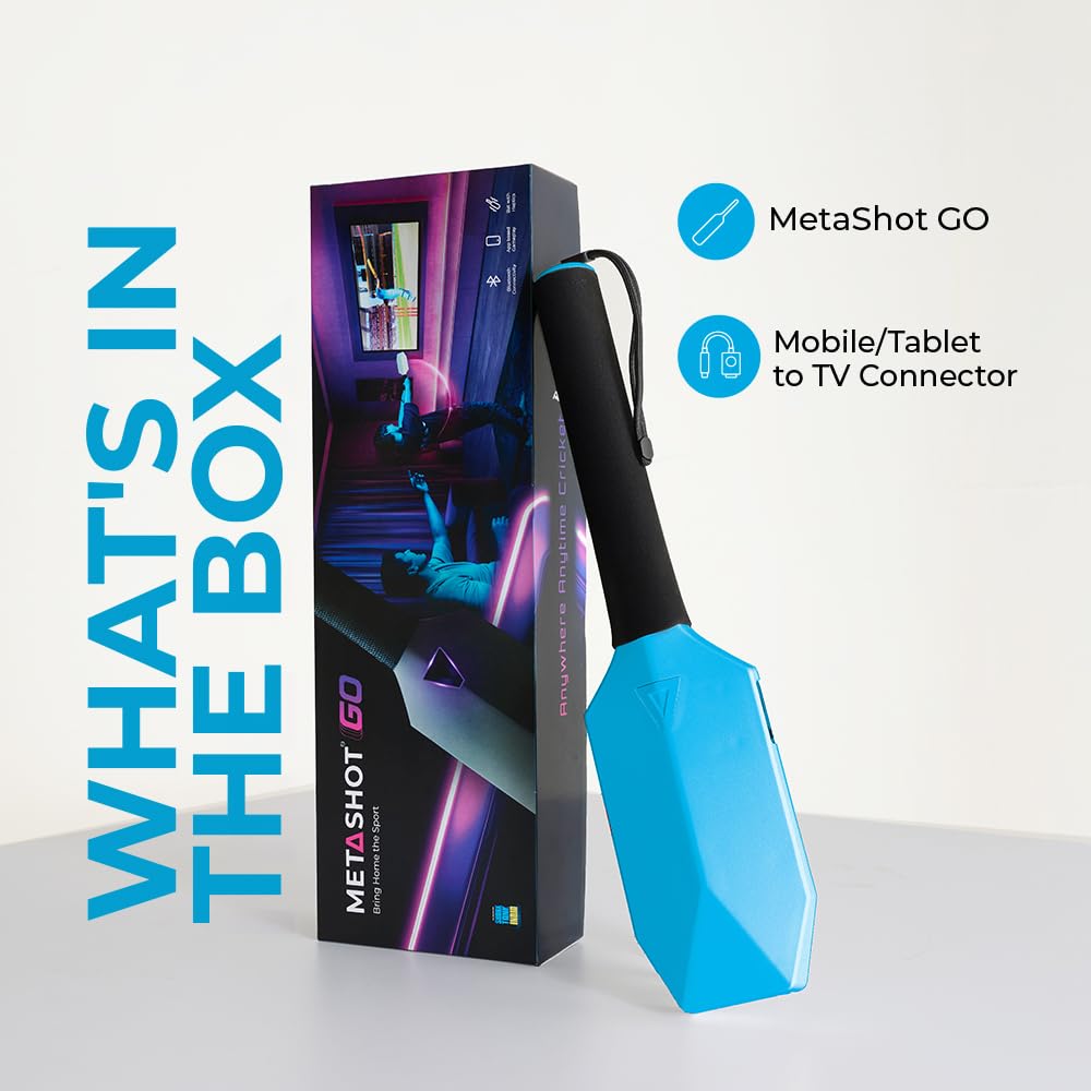 MetaShot GO Smart Cricket Bat Game | Motion Sensor Gaming Controller for TV & Mobile | Multiplayer Indoor Cricket