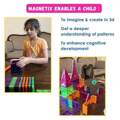 Zephyr Learning Steps Magnetix-5 Magnetic Tiles Building Set – 100 Pieces, Ages 3+