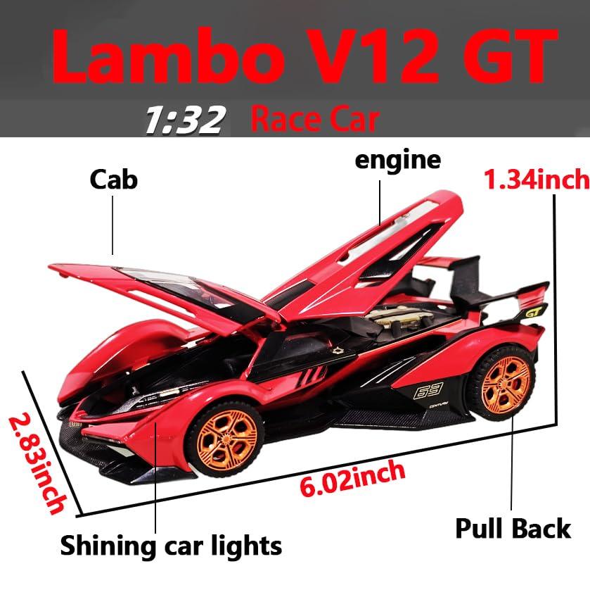 1:32 Lamborghini V12 Die-Cast Metal Toy Car – Pull Back Racing Model with Openable Doors, Light & Sound for Kids (3+ Years) - Jaiman Toys