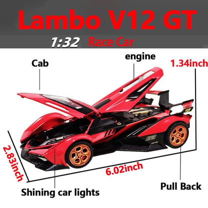 1:32 Lamborghini V12 Die-Cast Metal Toy Car – Pull Back Racing Model with Openable Doors, Light & Sound for Kids (3+ Years) - Jaiman Toys