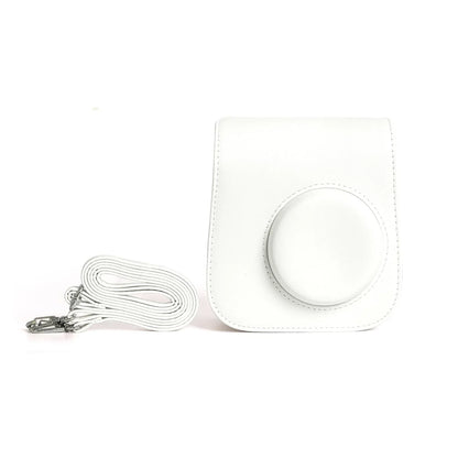 PU Leather Camera Case for Instax Mini SE – Protective Pouch with Adjustable Shoulder Strap - White - Jaiman Toys