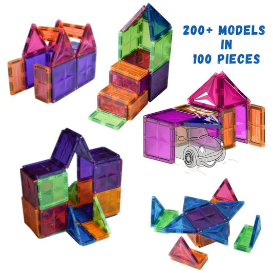 Zephyr Learning Steps Magnetix-5 Magnetic Tiles Building Set – 100 Pieces, Ages 3+