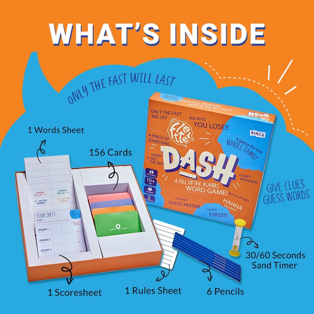 Binca Fletter Dash – Scrabble Inspired Fill in the Blanks Word Board Game (3–6 Players, 10+) - Jaiman Toys