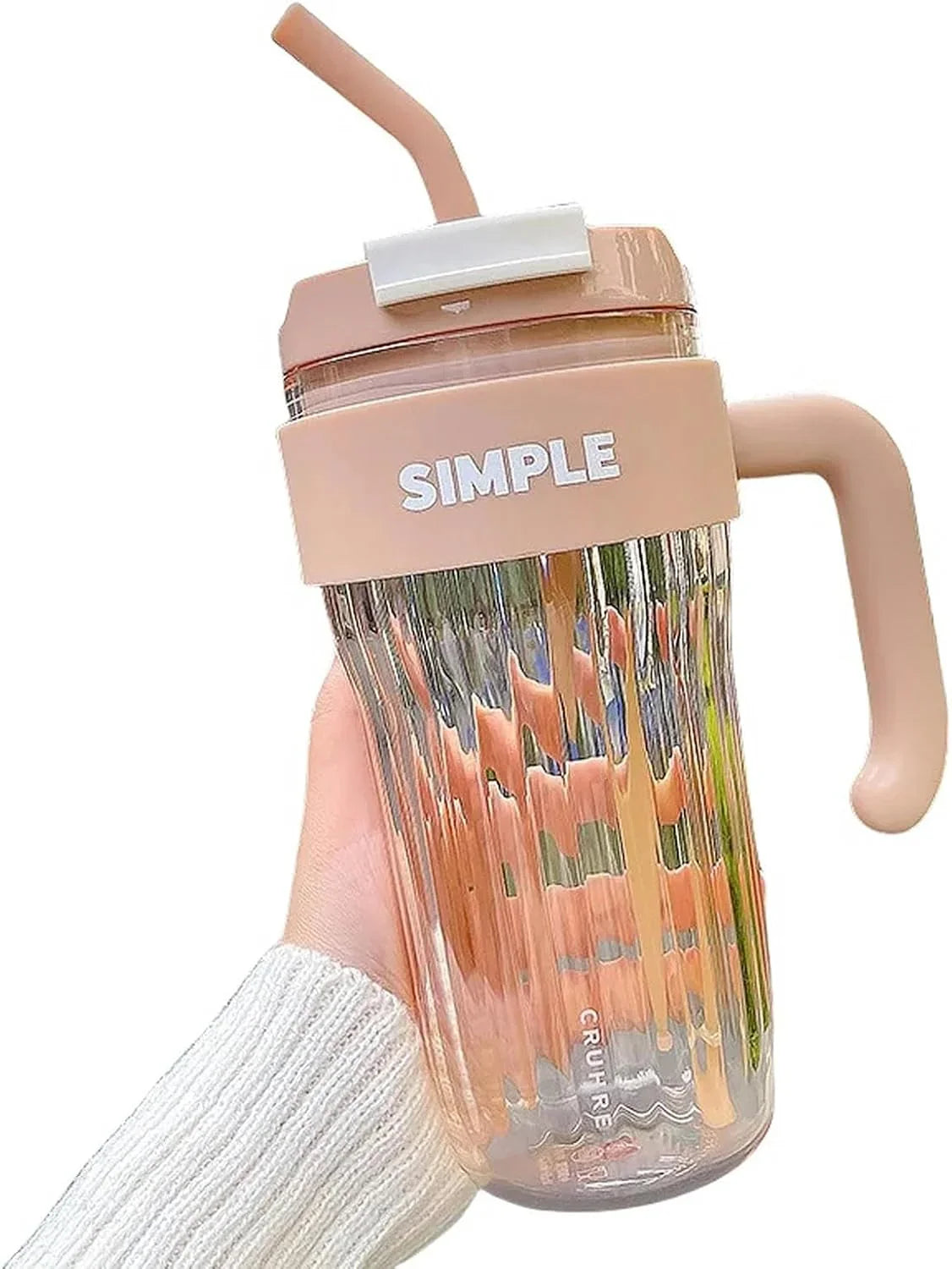 Simple Coffee Tumbler Leak-Resistant Lid & Handle with Straw (920 ml) - Jaiman Toys