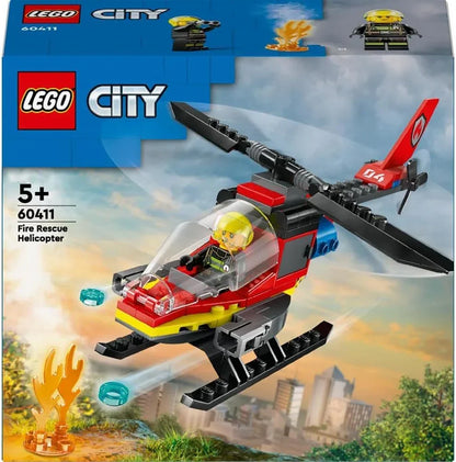 LEGO City 60411 Fire Rescue Helicopter Toy for 5 Plus Year Old Boys & Girls, Vehicle Building Set with Firefighter Pilot Minifigure, Imaginative Play Gift for Kids