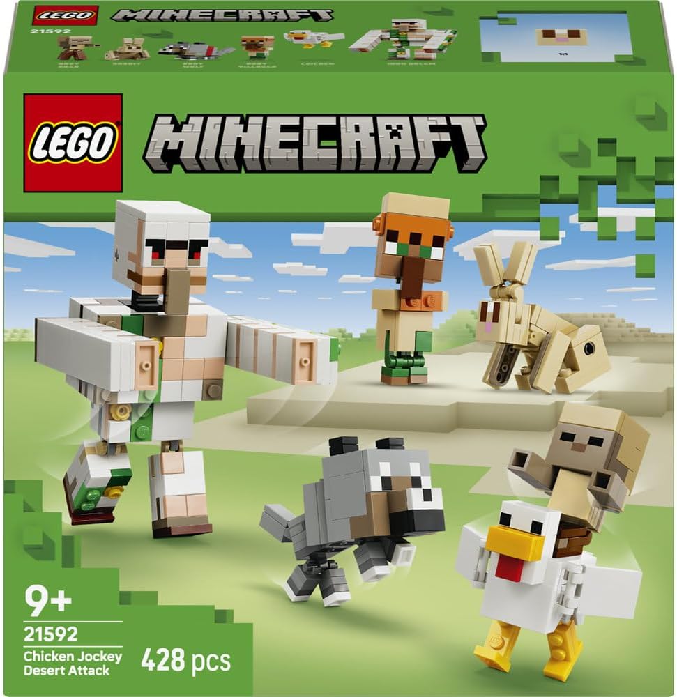LEGO 21592 Minecraft Chicken Jockey Desert Attack Building Set | 428 Pieces | Interactive Minecraft Adventure Toy