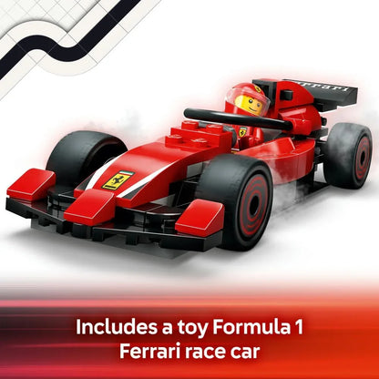 LEGO City 60443 F1 Pit Stop & Pit Crew with Ferrari Car Toy - Formula 1 Set incl. a Driver Minifigure, 4 Mechanics, Spare Tyres & Wheel Guns - Building Toys for 6+ Year Old Boys & Girls
