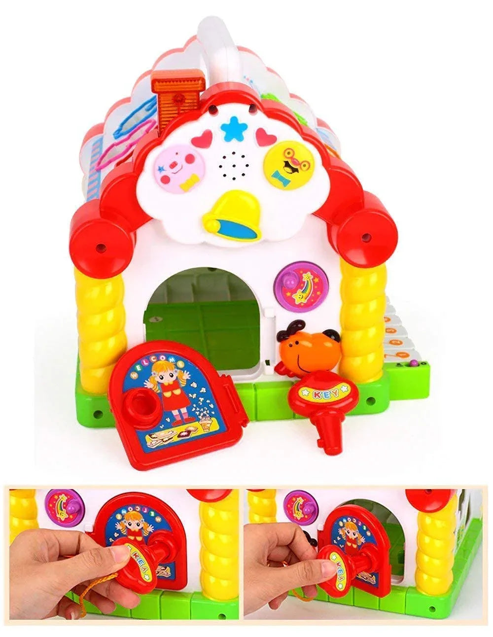 HOLA House Party Educational Toys, Baby House with Shape Sorters, Musical Piano Keys, Counting Math Beads ,Blocks Activity Cube ,Play Cube for Kids - 739 - Jaiman Toys