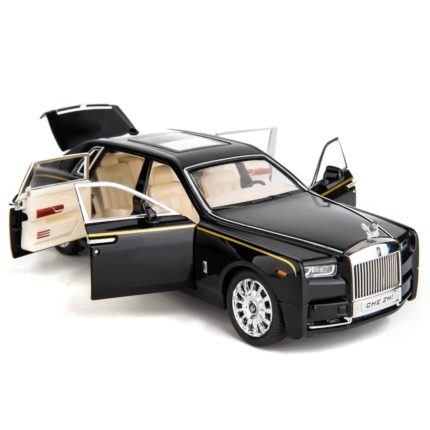 Che-ZHI  1:24 Scale Rolls-Royce Phantom Die-Cast Black Model with Lights and Sounds