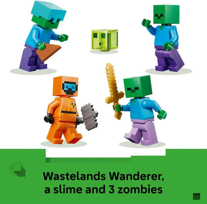 LEGO Minecraft 21587  Zombie Dungeon - Interactive Toy with a Wanderer Minifigure, 3 Zombie Figures, a Slime & Crafting Table - Gaming Gift for 8+ Year Old Boys & Girls