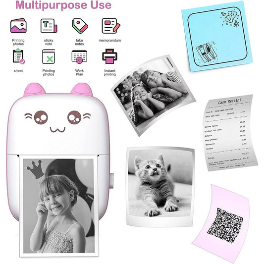 Portable Mini Pocket Wireless Bluetooth Printer - Pink