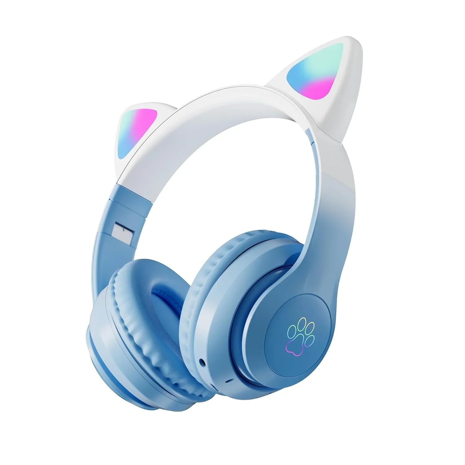 CAT STN-28 Pro Wireless Ear Headphones – Bluetooth 5.3 HiFi Stereo Headset with LED RGB Lights & Mic (Blue) - Jaiman Toys
