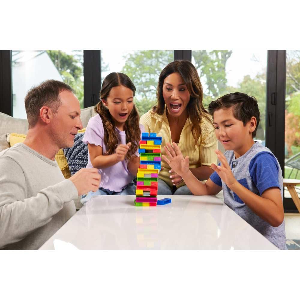 Mattel Games UNO Stacko – 45 Colored Stacking Blocks with Loading Tray | Family Party Game