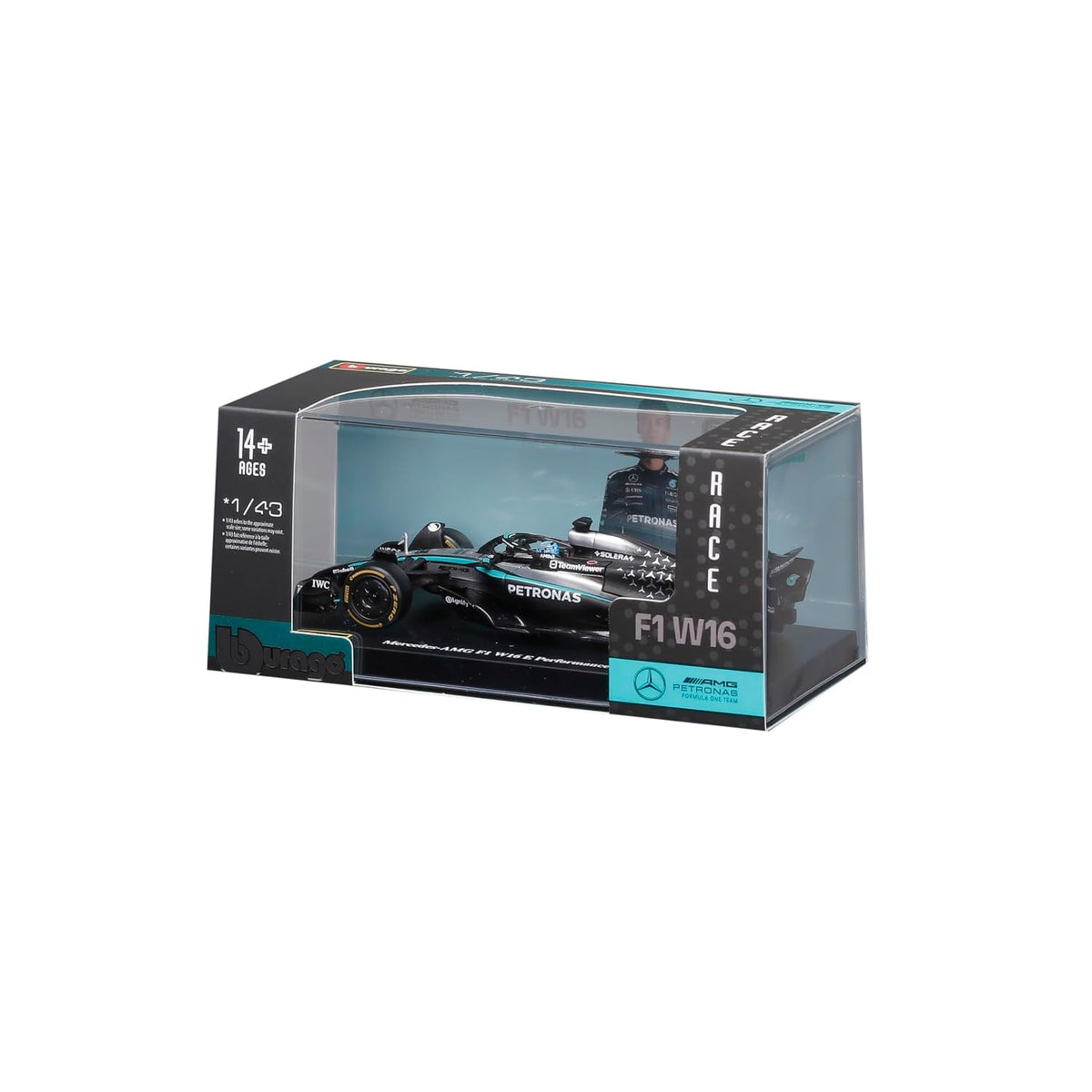 Bburago 1:43 Mercedes-AMG Petronas Formula One Team F1 W16 E Performance George Russell #63 Die-Cast Racing Model Car Collectible for F1 Fans & Motorsport Collectors