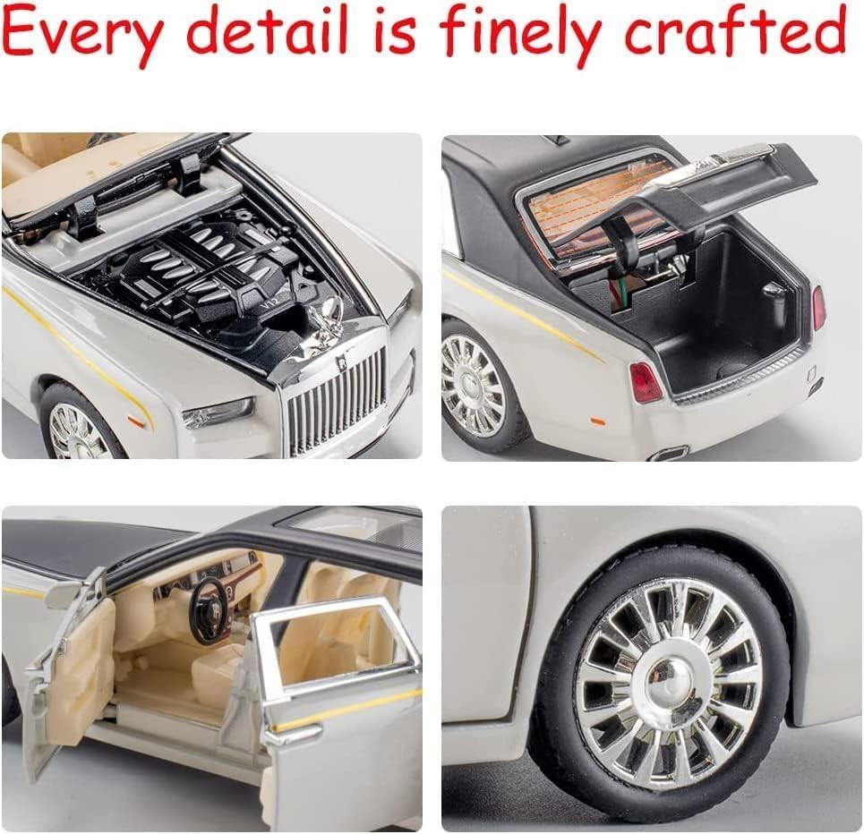 Che-ZHI  1:24 Scale Rolls-Royce Phantom Die-Cast White/Black Model with Lights and Sounds