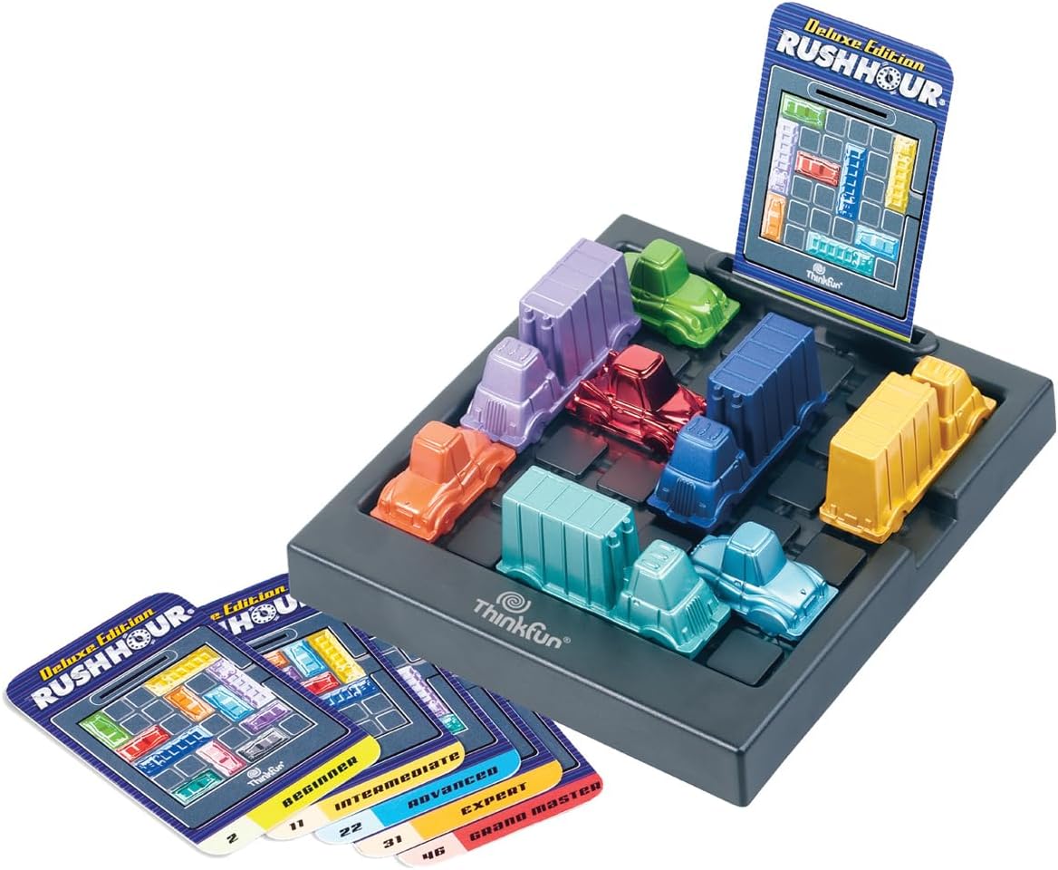 ThinkFun Rush Hour Deluxe Edition Logic Puzzle Game | Award-Winning Traffic Jam Brain Teaser with 60 Challenges | STEM Learning, Critical Thinking & Problem Solving Board Game for Kids Age 8+ & Adults | Single Player