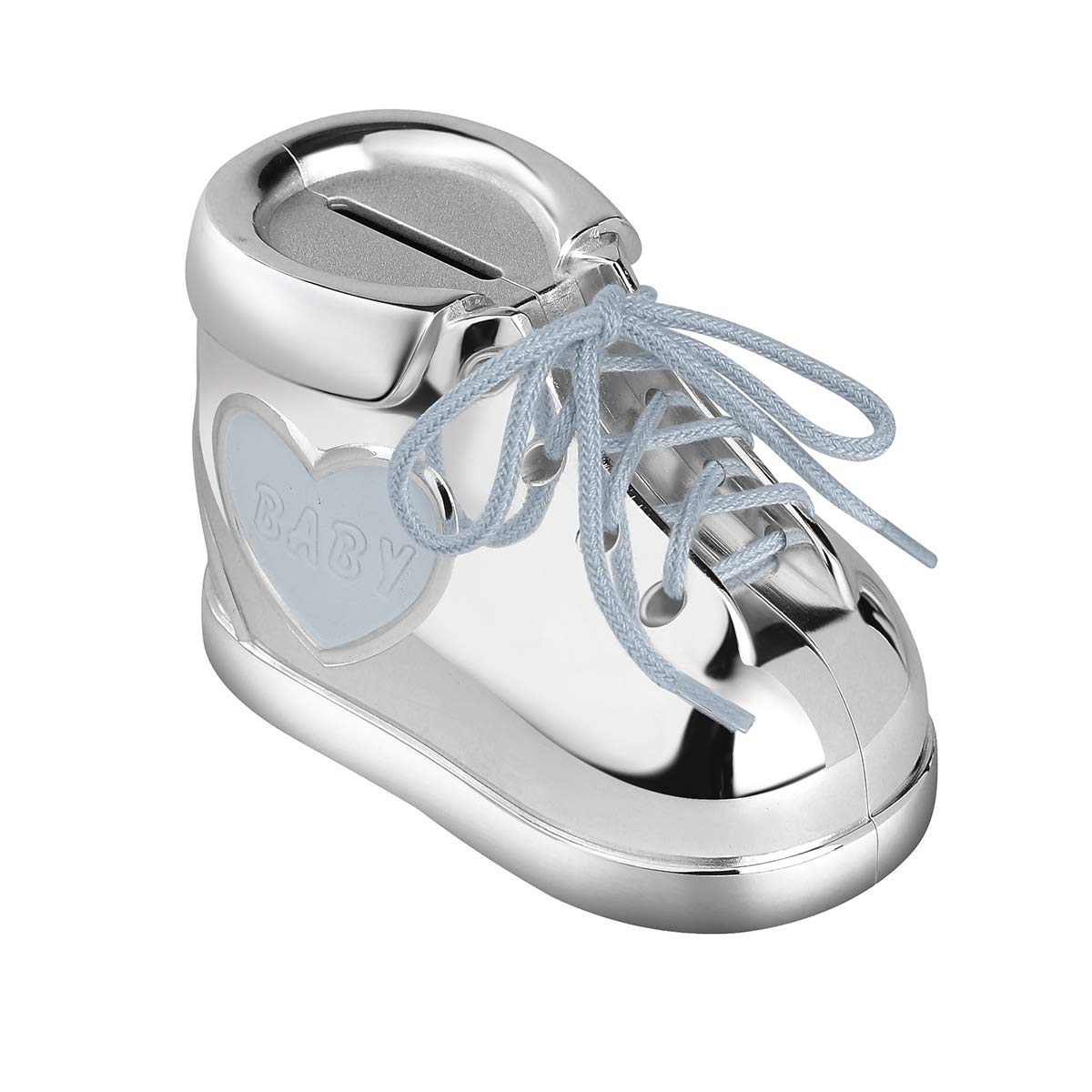 Momentz Baby Boot Money Bank Silver | Decorative Baby Shoe Coin Bank, Piggy Bank & Nursery Keepsake Gift