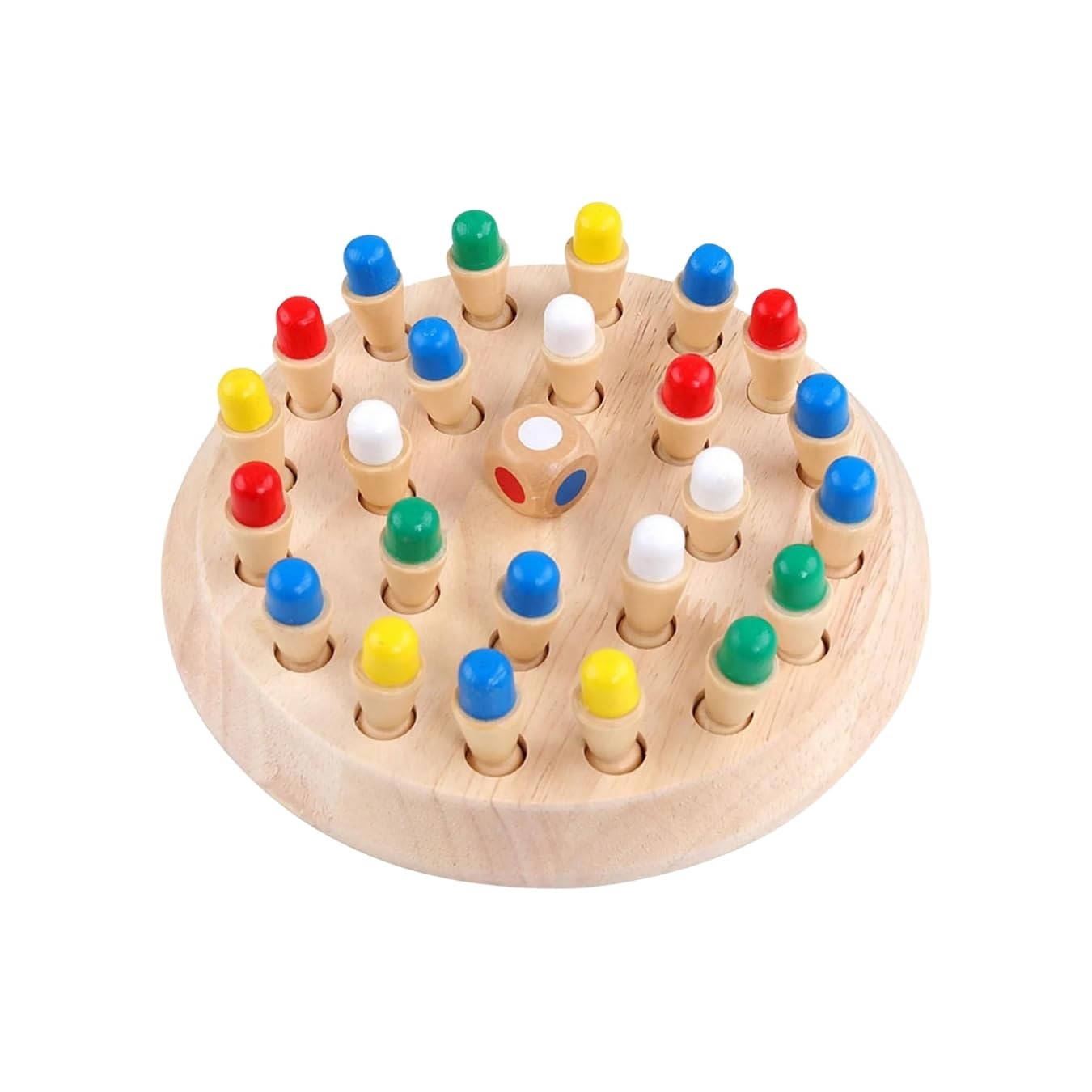 Simarr Wooden Memory Chess Game – Color Matching Memory Board Game with Dice for Kids & Family