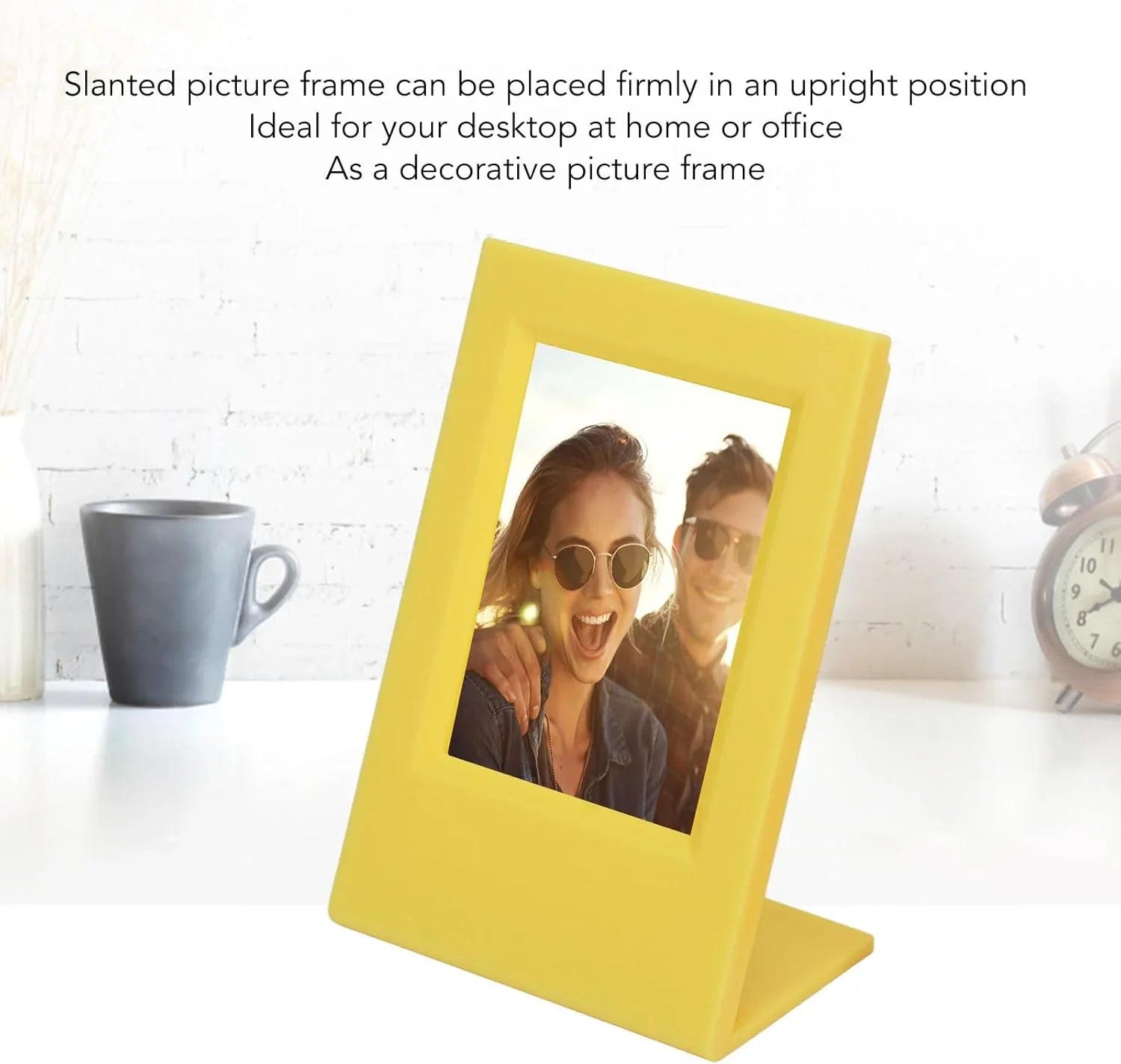 Modern Tilt – L-Shape Freestanding Photo Frame for Instax Mini Prints -Pink +Yellow - Jaiman Toys