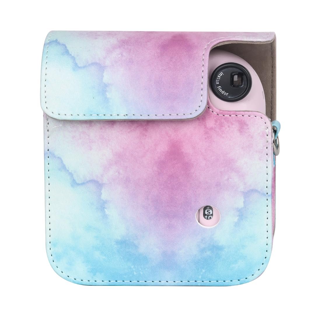 Fujifilms Instax Mini 12 PU Leather Instant Camera Case! Rain Proof &amp; Protective Case with Adjustable Shoulder Strap - PU Leather Soft Cover, Pastel Blue